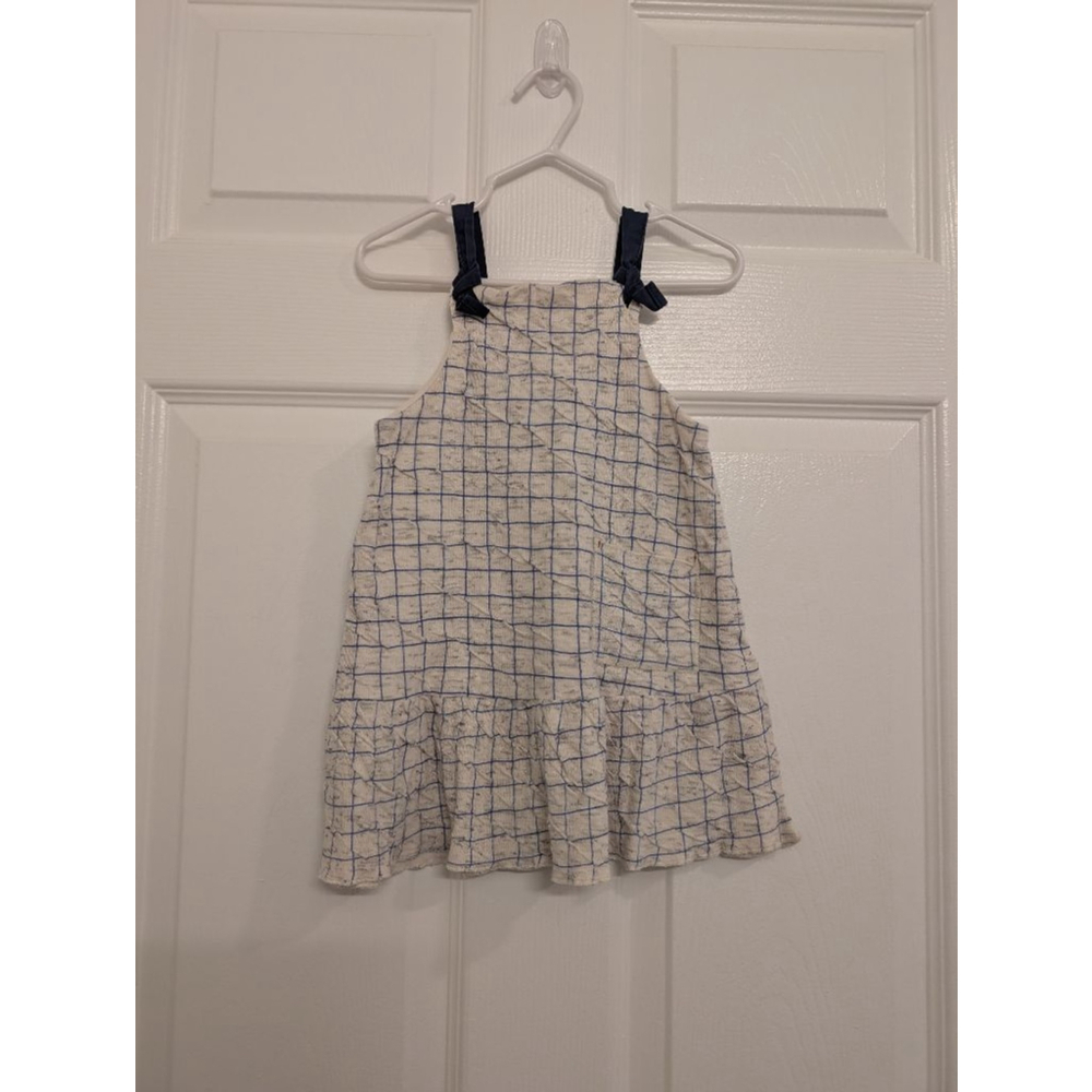 Girls Zara Baby White Blue Plaid Casual Dress 3T